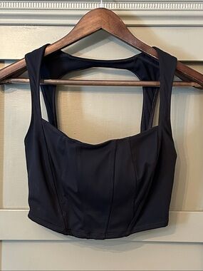 Free People Movement Open Back Corset Crop Top Sports Bra Black Size Small